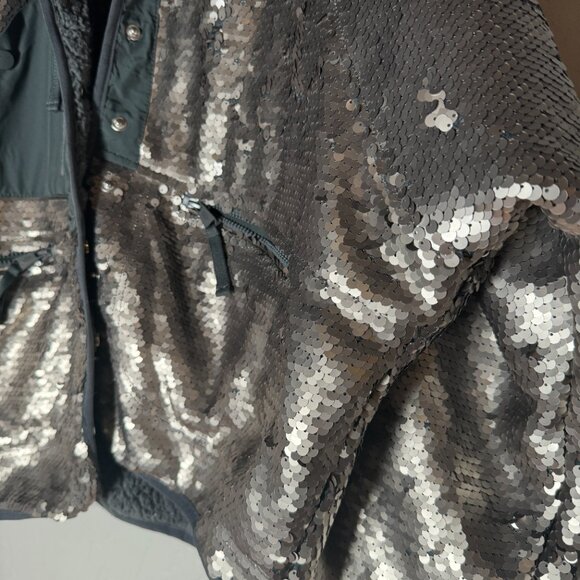 FREE POEPLE Hit The Slopes shadow combow Sequin Classic Jacket S nwt graphite - Picture 6 of 10